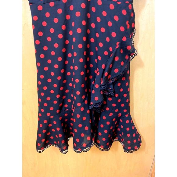 BB Dakota Dress NWT Midnight Sky Blue Red Polka Dots Size 8 Swing Dance Dress - Picture 5 of 11